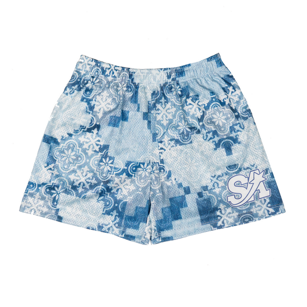 Denim Print Team Logo Mesh Shorts